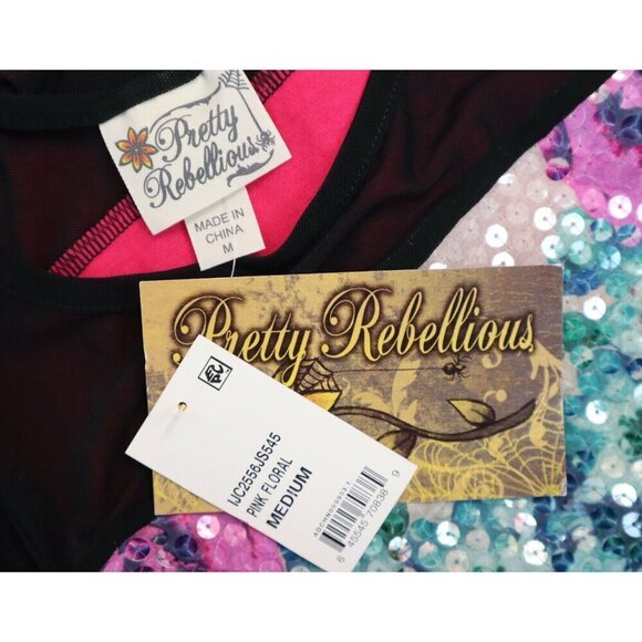 FLORAL PRINT SEQUINS TANK TOP - PRETTY REBELLIOUS - SIZE M - NEW WITH TAGS - Picture 6 of 6